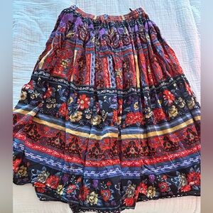 Phool Multicolor Floral Boho Maxi Skirt Size L